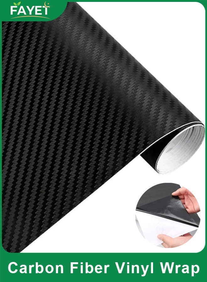 FAYET 3D Matte Black Carbon Fiber Vinyl Wrap, Bubble-Free, Waterproof, Self-Adhesive PVC Film for Car Interior and Exterior DIY Styling (30×152 cm) - Image 1